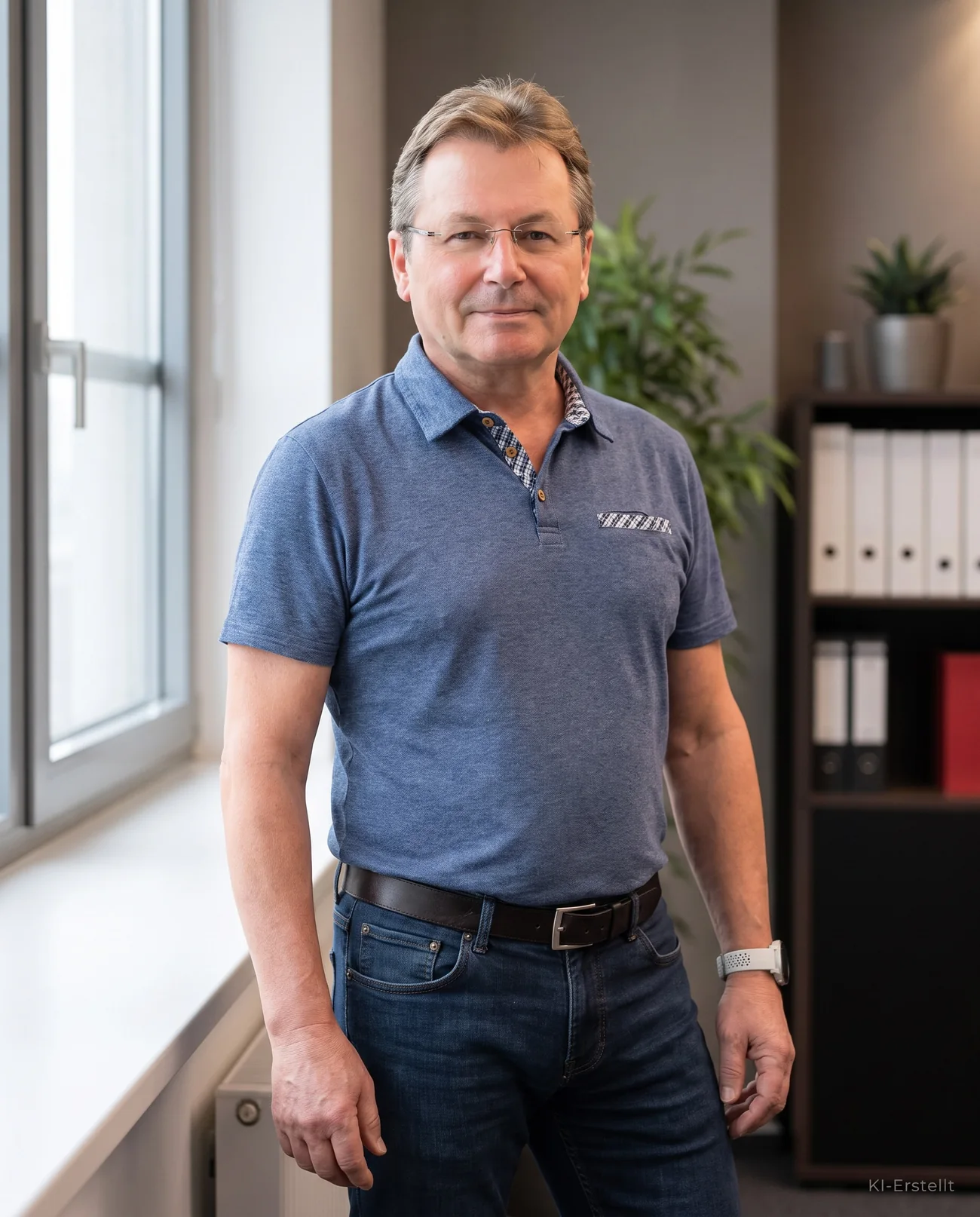 Hans Mannsberger, Geschäftsführer von Absolute-IT, steht am Fenster in seinem Büro
