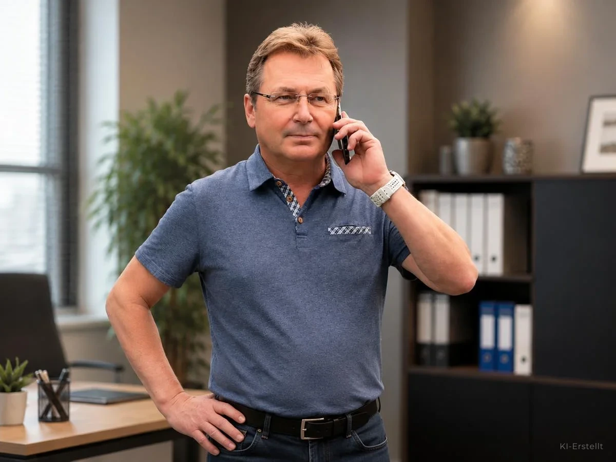 Hans Mannsberger, Geschäftsführer von Absolute-IT, telefoniert im Büro am Standort Wien
